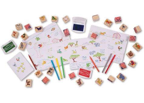 Melissa & Doug - Jumbo Deluxe Wooden Stamp Set Animals - Baby Harbour