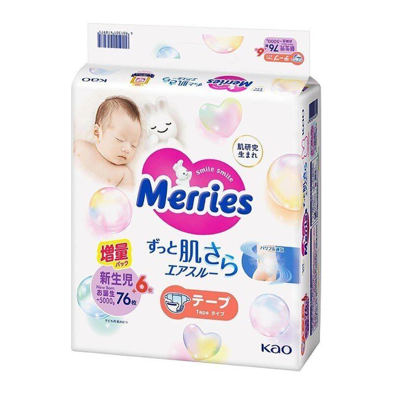 Merries - Nappies Bonus Pack Newborn Up to 5KG 82pcs - Baby Harbour