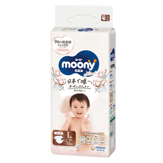 Moony - Nappies Natural Moony L 9-14kg 38pcs - Baby Harbour