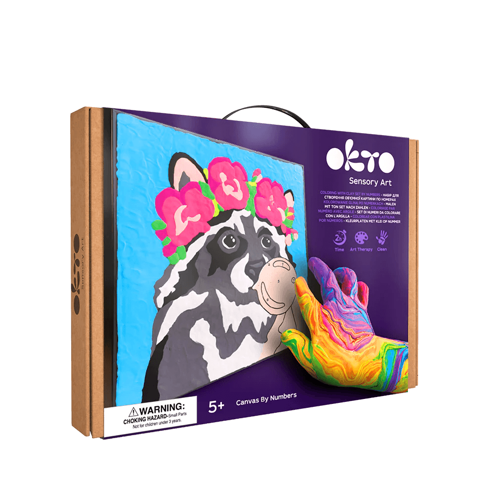 Okto - Raccoon Coloring With Clay Set 29cm X 29cm - Baby Harbour