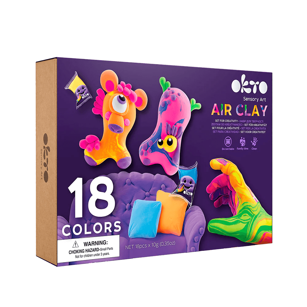 Okto - Sensory Art: 18 Colors Air Clay Creativity Set - Baby Harbour