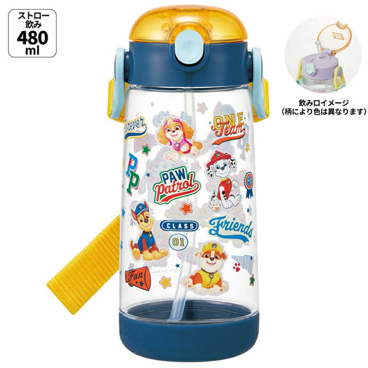 Skater - One-touch Straw Water Bottle PAW Patrol 480ml