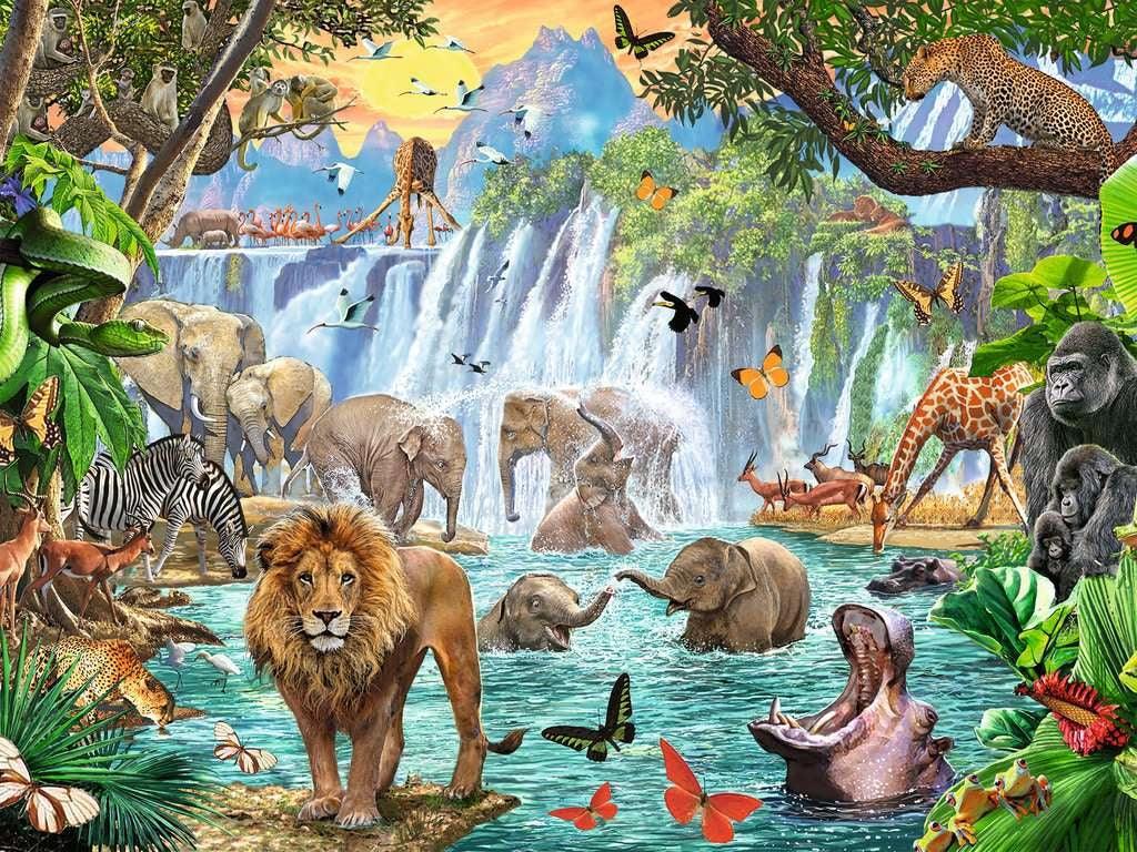 Ravensburger - Waterfall Safari Puzzle 1500pc - Baby Harbour