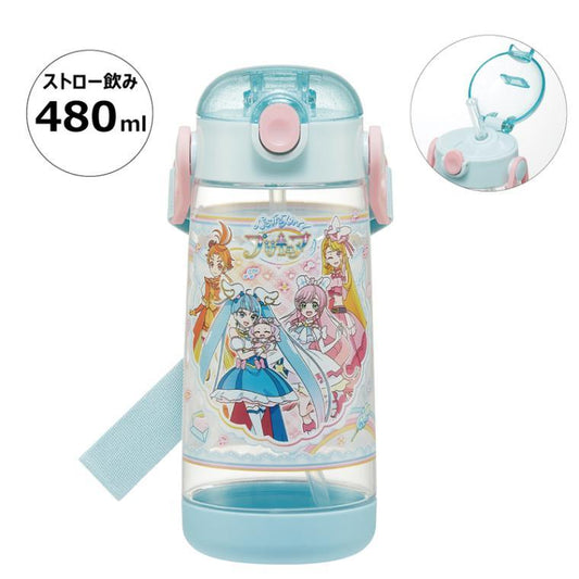 Skater - One-touch Straw Water Bottle Pretty Cure 480ml - Baby Harbour