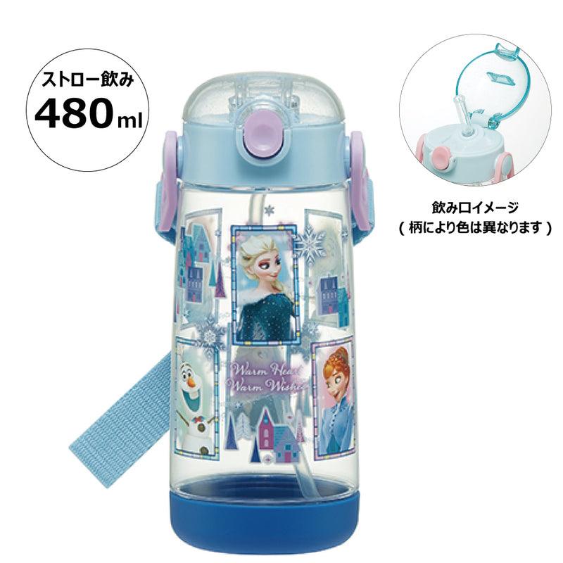 Skater - One-touch Straw Water Bottle Snow Queen Elsa 480ml - Baby Harbour