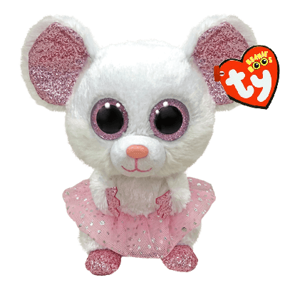 TY Beanie Boos NINA - white ballerina mouse med - Baby Harbour