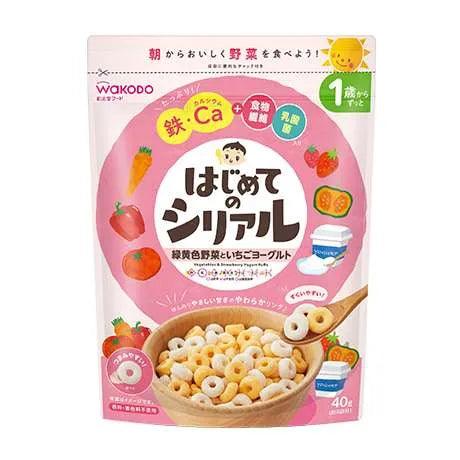 Wakodo - Vegetable & Strawberry Yogurt Baby Cereal/Puff 40g 12M+ - Baby Harbour