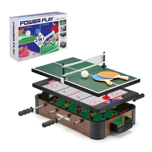 Power Play - table tennis/table football/air hockey 3 in 1 Games Table - 20 inch