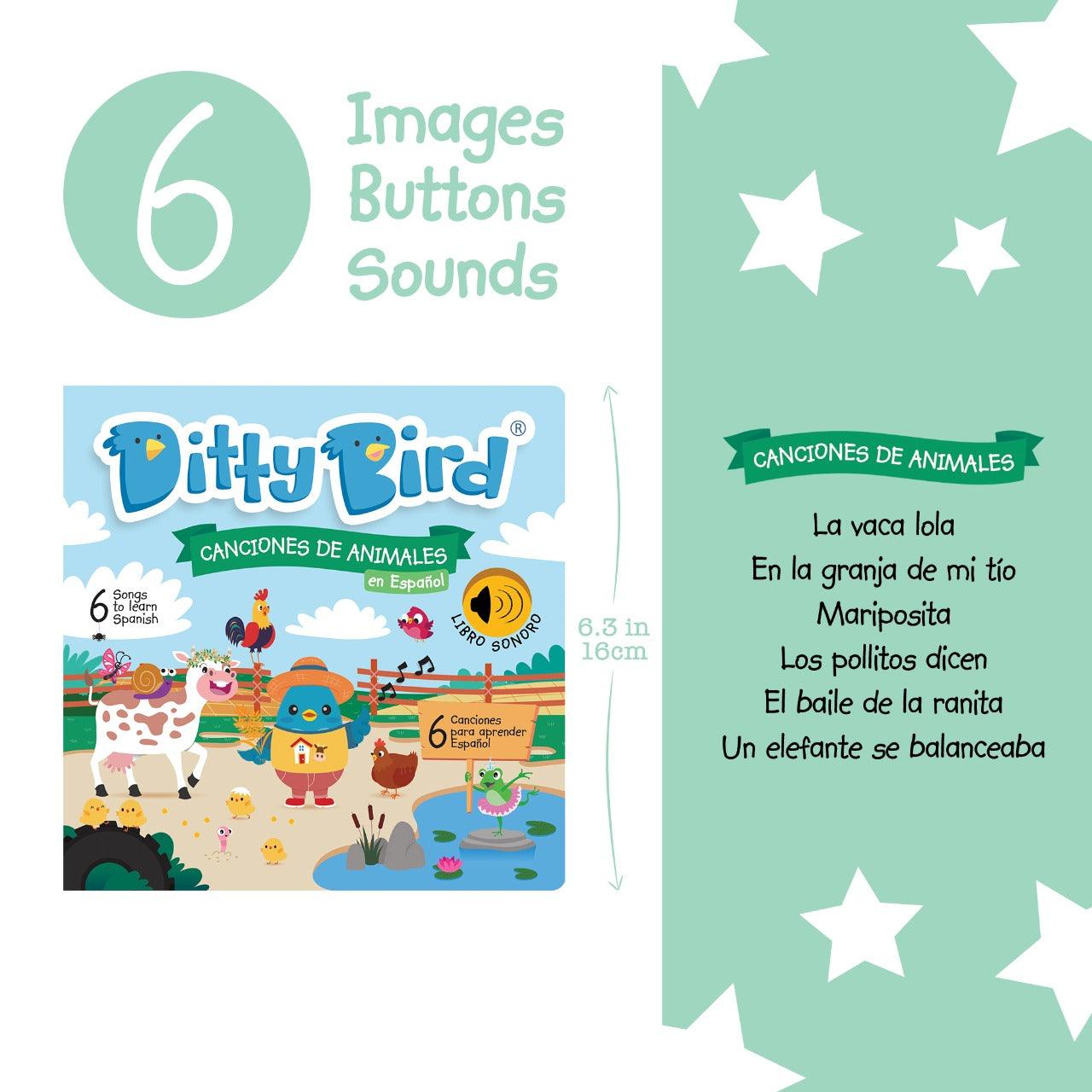 Ditty Bird - Canciones De Animales Board Book- Spanish Animal Songs - Baby Harbour