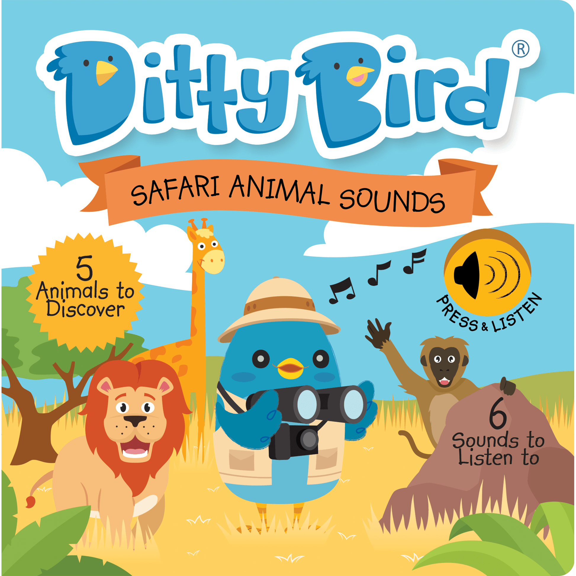 Ditty Bird - Safari Animal Sounds Board Book - Baby Harbour