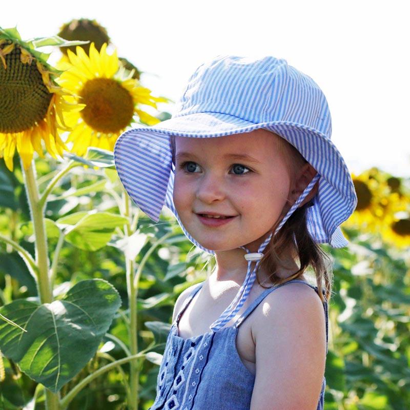 Jan Jul - Kids Cotton Floppy Hat Blue Stripes - Baby Harbour