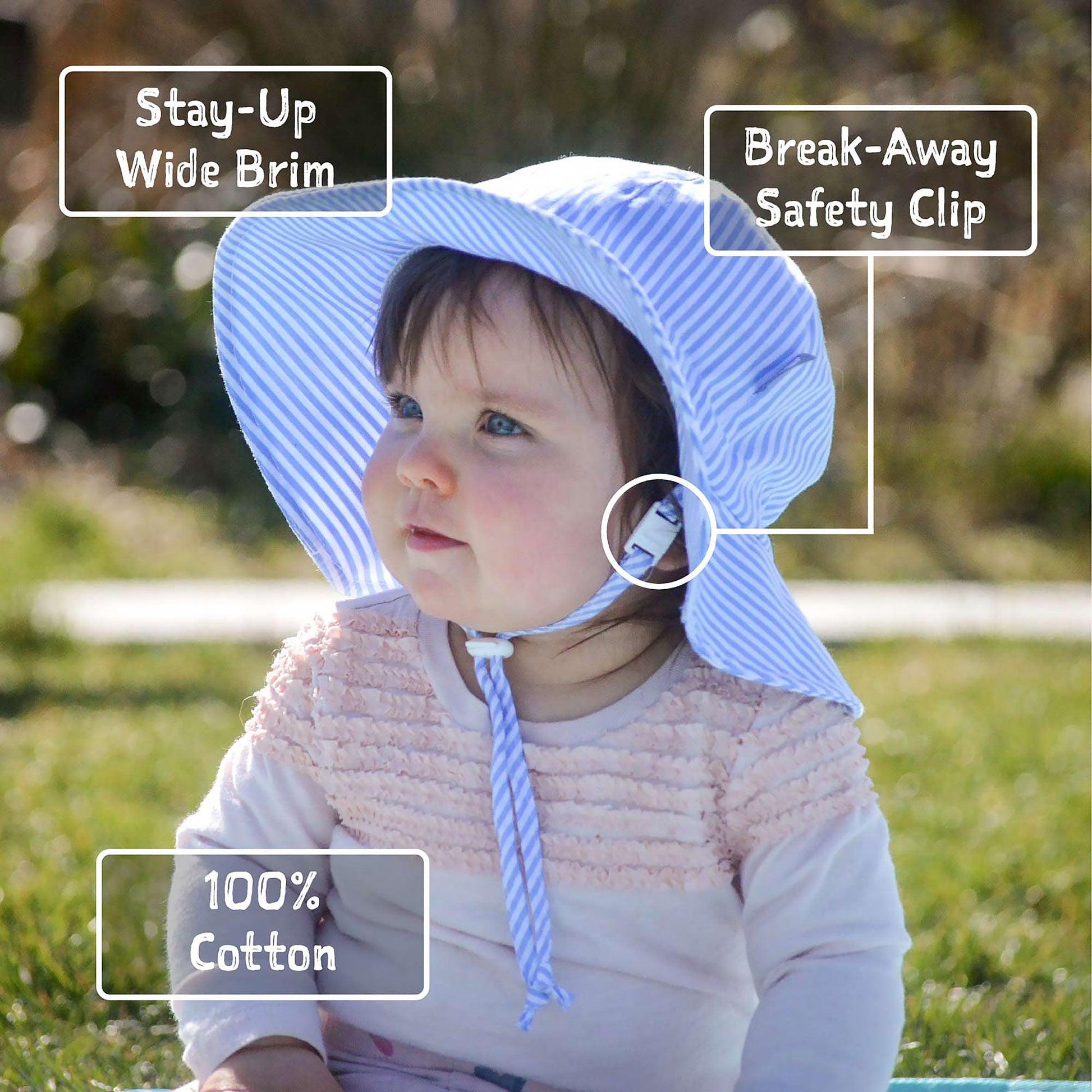 Jan Jul - Kids Cotton Floppy Hat Blue Stripes - Baby Harbour