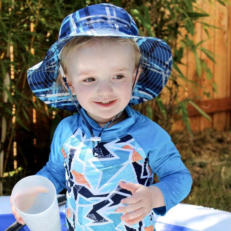 Jan Jul - Kids Aqua Dry Bucket Hat Blue Plaid - Baby Harbour