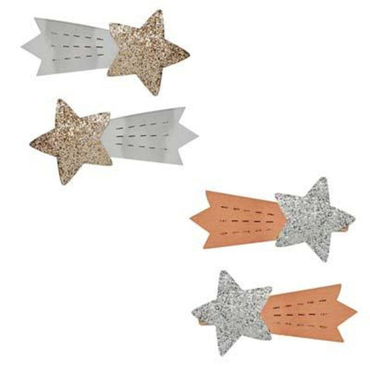 Pink Poppy - Metallic Shooting Star Hairclips - Baby Harbour