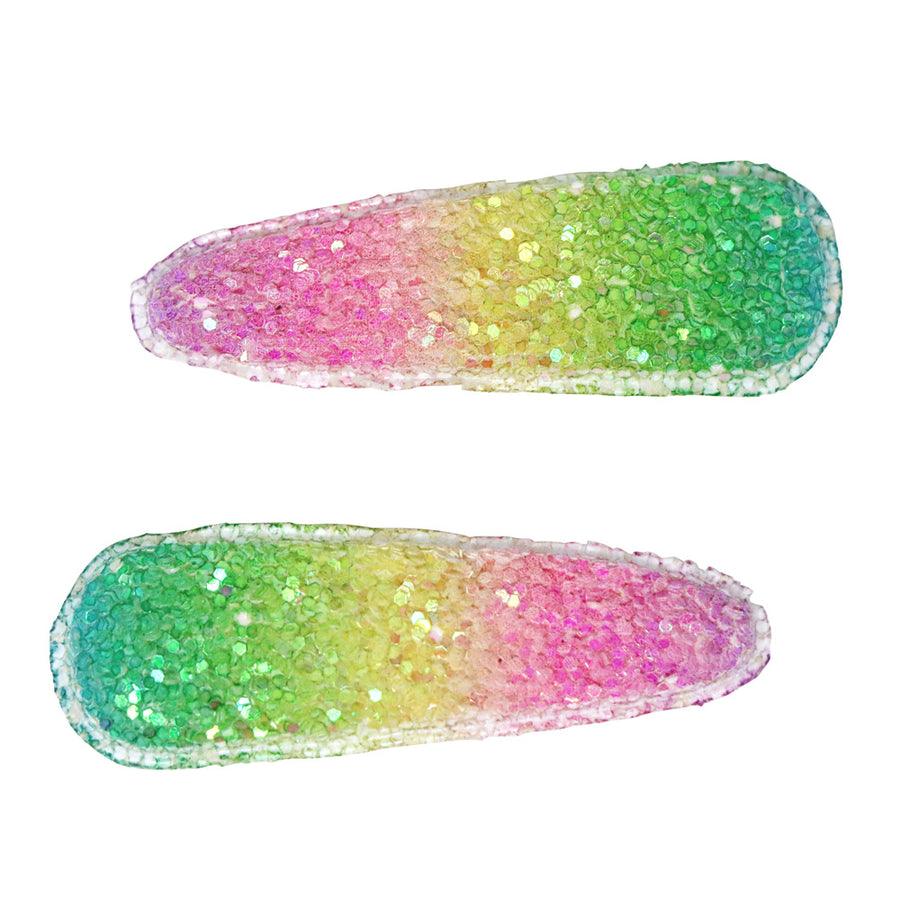 Pink Poppy - Rainbow Chunky Glitter Snap Clips - Baby Harbour