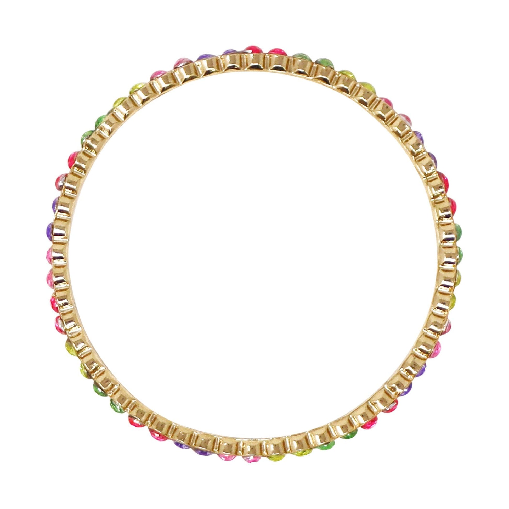 Pink Poppy - Rainbow Sparkling Gemstone Gold Metal Bangle - Baby Harbour