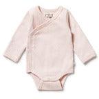 Wilson Frenchy - Organic Stripe Rib Kimono Bodysuit Cantaloupe - Baby Harbour