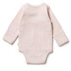 Wilson Frenchy - Organic Stripe Rib Kimono Bodysuit Cantaloupe - Baby Harbour