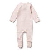 Wilson Frenchy - Organic Stripe Rib Zipsuit with Feet Cantaloupe - Baby Harbour