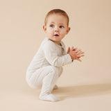 Wilson Frenchy - Organic Stripe Rib Zipsuit with Feet Clay - Baby Harbour