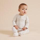 Wilson Frenchy - Organic Stripe Rib Zipsuit with Feet Clay - Baby Harbour